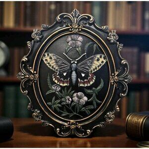New Butterfly Flower Victorian Plaque 3D Frame Picture Tabletop Decor
